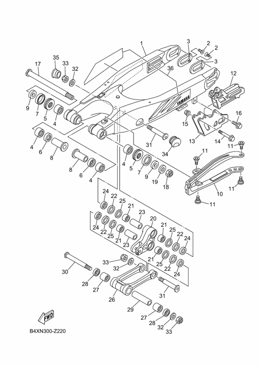 Yamaha BCR-221F0-00 Rr. Arm Graphic Set — shown on the Rear Arm parts diagram