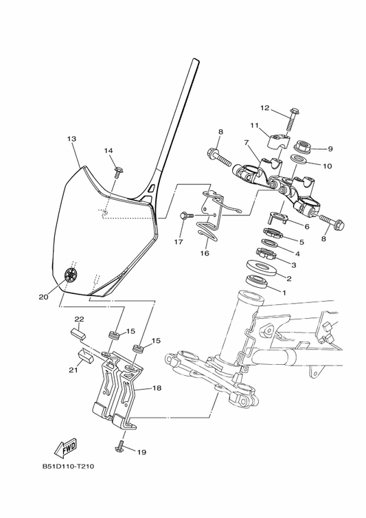 Yamaha 5B6-23485-00 Plate, Number — shown on the Steering parts diagram
