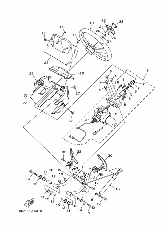Yamaha B57-F2865-00 Cover, Front — shown on the Steering 2 parts diagram
