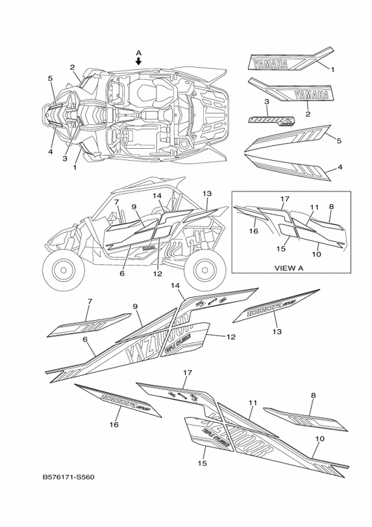 Yamaha B57-F1787-31 Emblem 7 — shown on the Graphics parts diagram