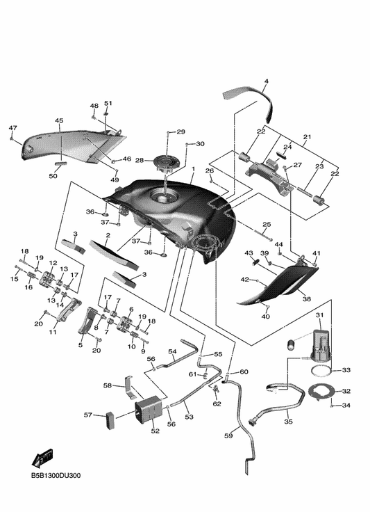 Yamaha 5PS-28372-00 Damper — shown on the Fuel Tank parts diagram