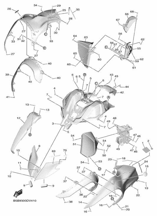 Yamaha 90387-06009 . Collar — shown on the Cowling 2 parts diagram