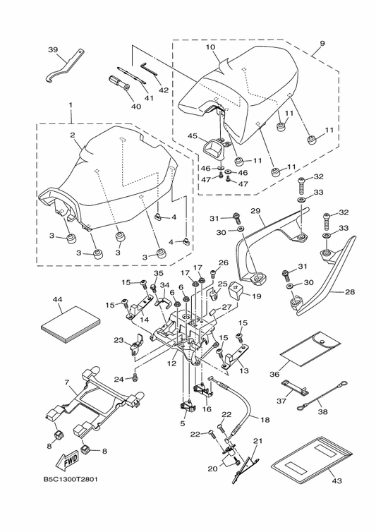 Yamaha 2PP-2478X-01 Bracket, Seat Lock — shown on the Seat parts diagram