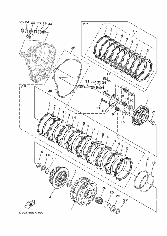 Yamaha 1TD-16324-00 . Plate, Clutch 1 — shown on the Clutch parts diagram