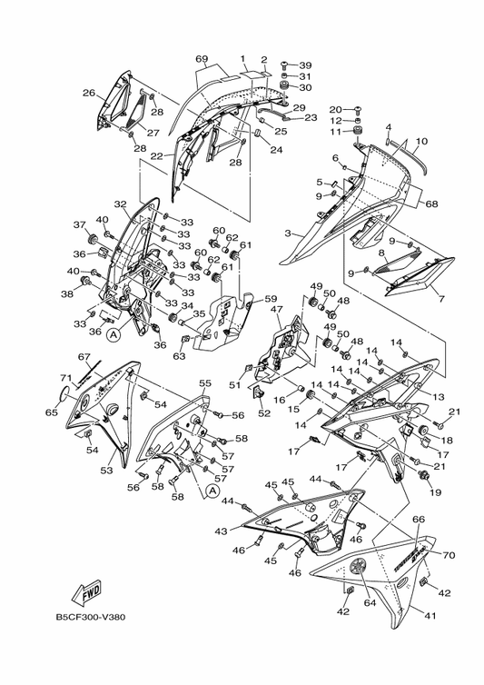Yamaha 2PP-2839B-00 Emblem 3D — shown on the Cowling parts diagram