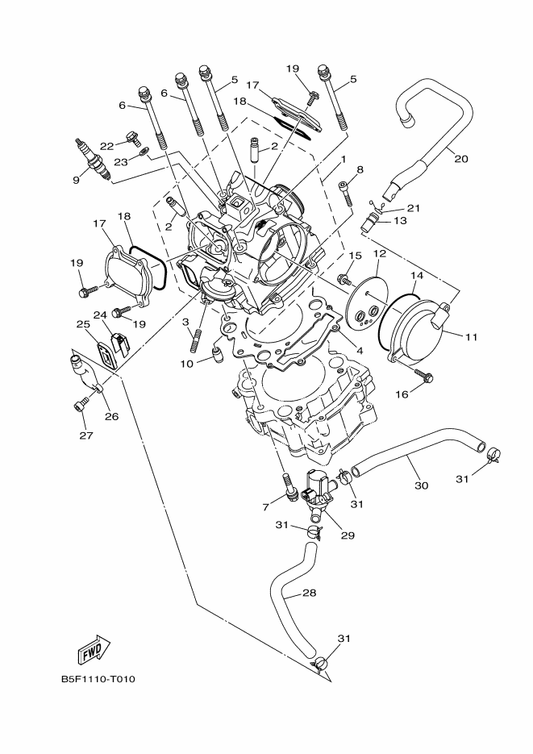 Yamaha 1XD-E1166-10 Pipe, Breather 1 — shown on the Cylinder Head parts diagram