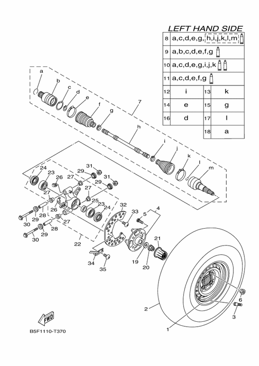 Yamaha 1XD-F530T-01 . Ball Joint Set — shown on the Rear Wheel parts diagram
