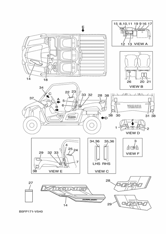 Yamaha 90267-32809 Rivet, Blind — shown on the Emblem & Label 1 parts diagram