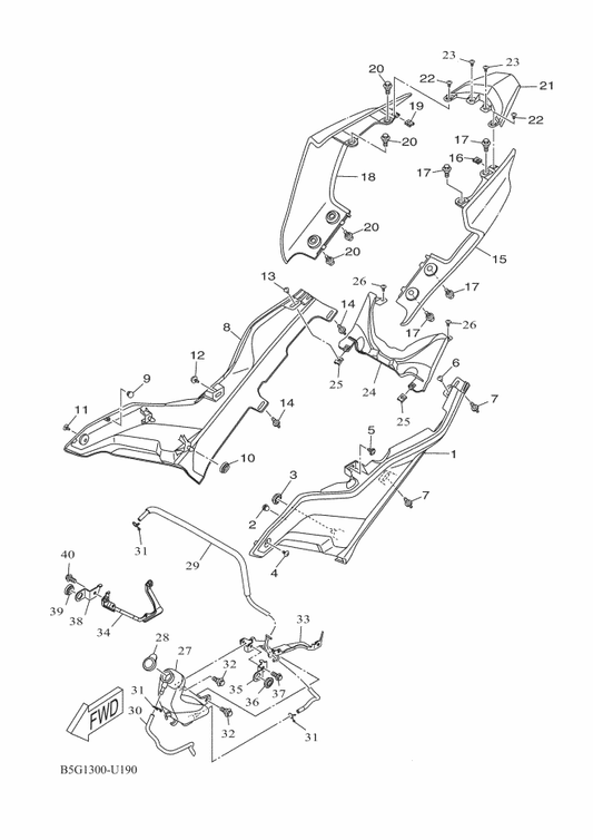 Yamaha B5G-F1741-00-P0 Cover, Side 4 — shown on the Side Cover parts diagram