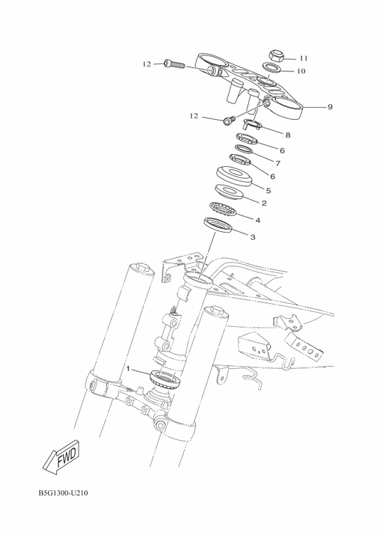 Yamaha BNU-F3435-00 Crown, Handle — shown on the Steering parts diagram