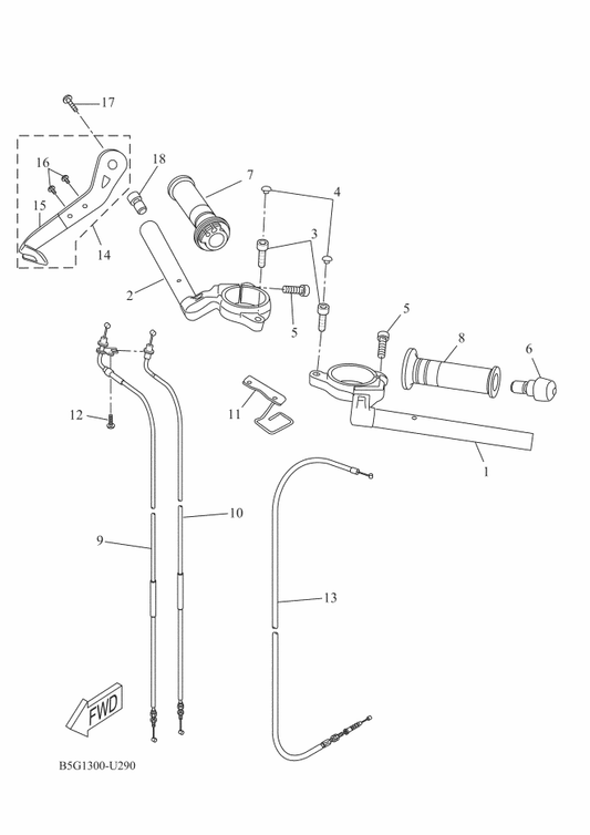 Yamaha BK7-F6240-01 Grip Assy — shown on the Steering Handle & Cable parts diagram
