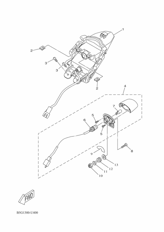 Yamaha BK7-H4710-11 Taillight Unit Assy — shown on the Taillight parts diagram