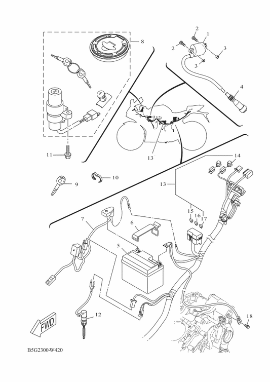 Yamaha BWU-H2590-10 Wire Harness Assy — shown on the Electrical 1 parts diagram