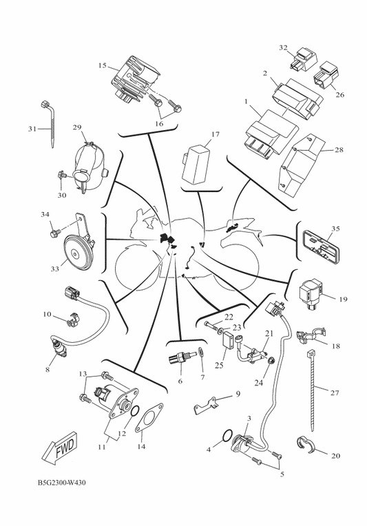 Yamaha 1CK-H2599-02 Cover, Connector — shown on the Electrical 2 parts diagram