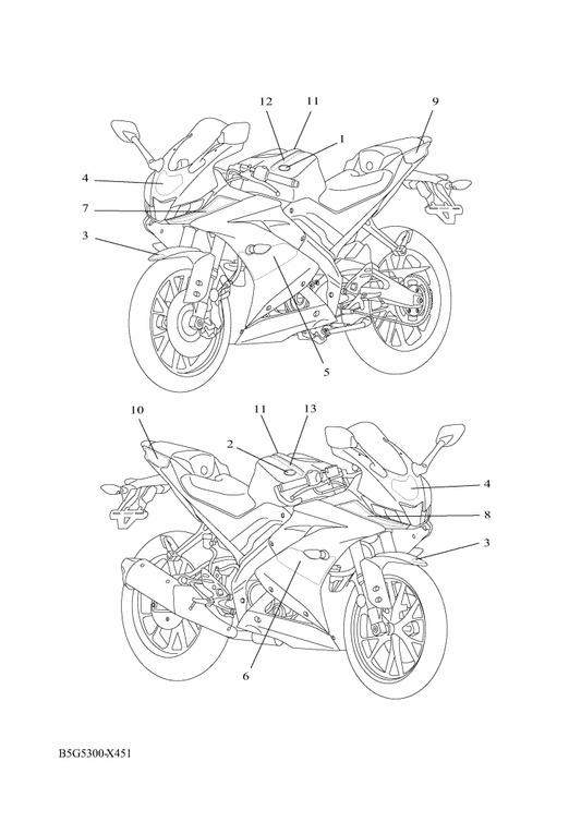 Yamaha B5G-F174H-00 Graphic 4 — shown on the Graphic & Emblem parts diagram