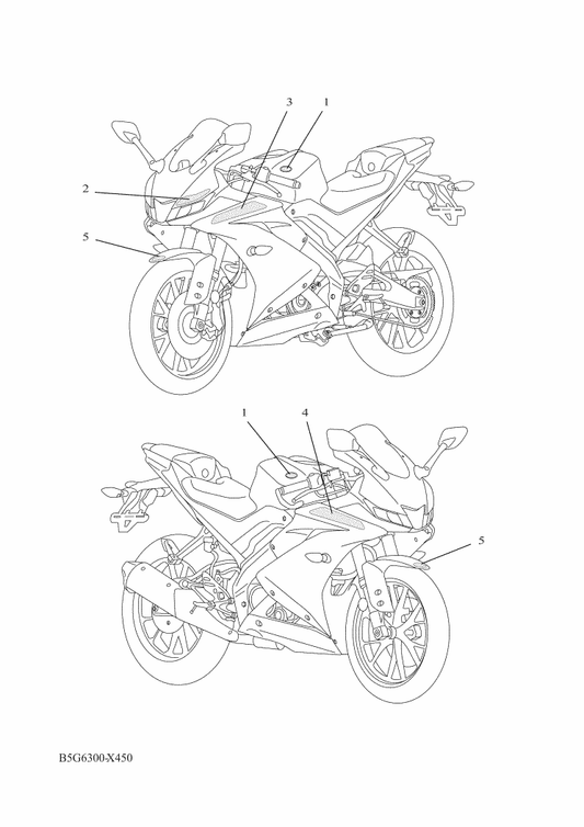 Yamaha B5G-F83AN-10 Graphic 16 — shown on the Graphic & Emblem parts diagram
