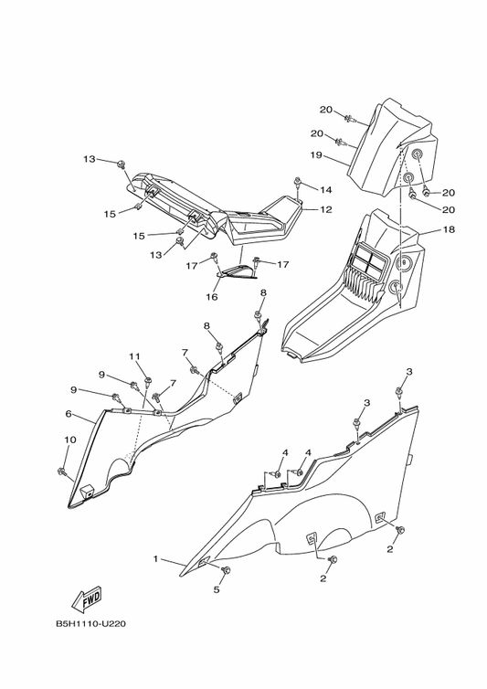 Yamaha 2HC-F171A-50 Cover, Top — shown on the Side Cover 2 parts diagram