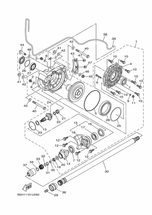 Yamaha 90201-23016 Washer, Plate — shown on the Drive Shaft parts diagram