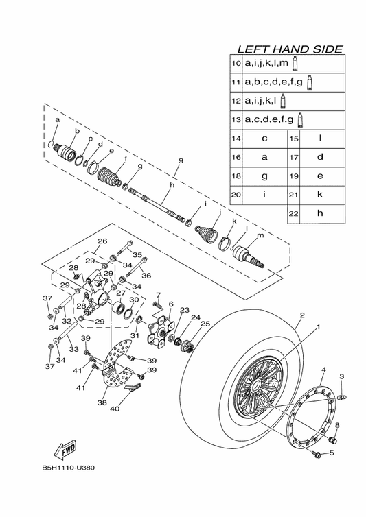Yamaha B5H-F5307-02 Cast Wheel, Rear — shown on the Rear Wheel parts diagram
