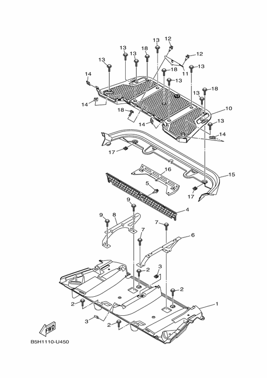 Yamaha B5H-F837R-00 Grill, Air Intake 2 — shown on the Carrier parts diagram