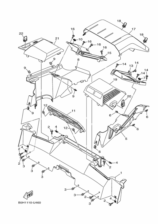 Yamaha B5H-F844J-00 Cover 4 — shown on the Carrier 2 parts diagram