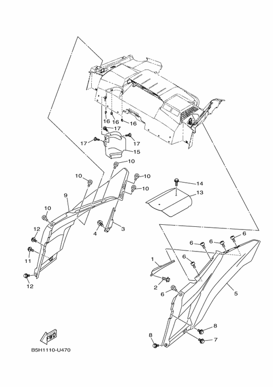 Yamaha 2HC-K8193-60 Panel, Rear Fender 3 — shown on the Carrier 3 parts diagram