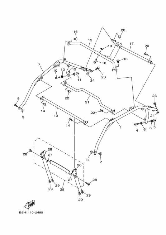 Yamaha B5H-K8392-00 Member, Roof Frame — shown on the Guard 2 parts diagram