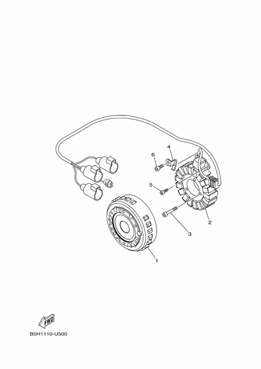 Yamaha B5H-81410-00 Stator Assy — shown on the Generator parts diagram