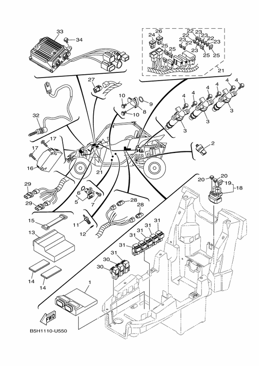Yamaha B5H-82590-00 Wire Harness Assy — shown on the Electrical 1 parts diagram