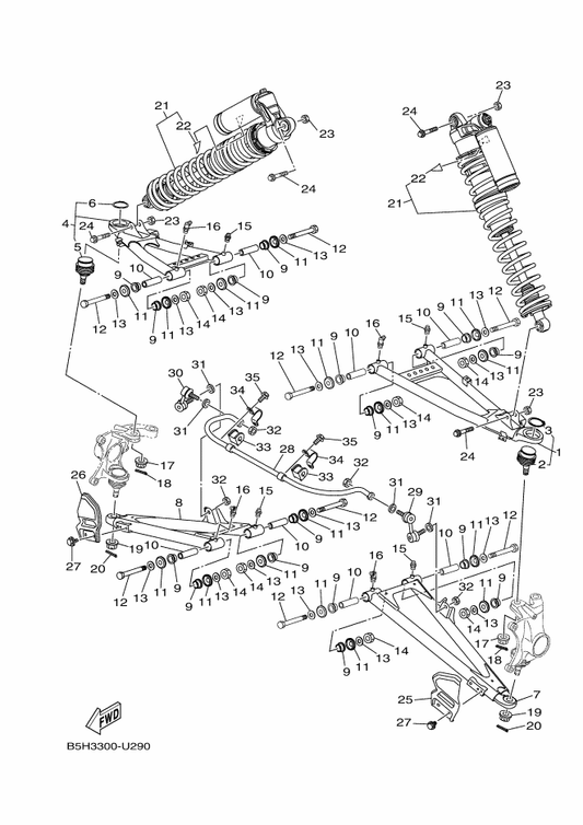 Yamaha 2HC-F3123-01 Cover, Under 1 — shown on the Front Suspension & Wheel parts diagram