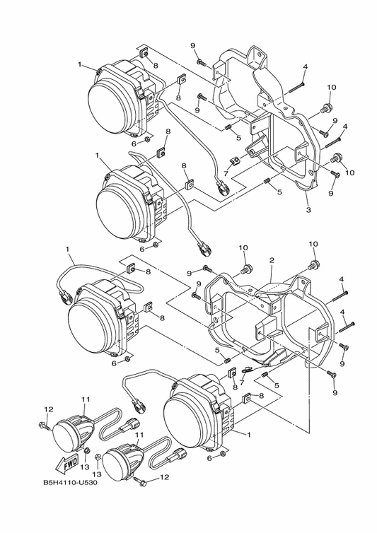 Yamaha 90501-08614 Spring, Compression — shown on the Headlight parts diagram