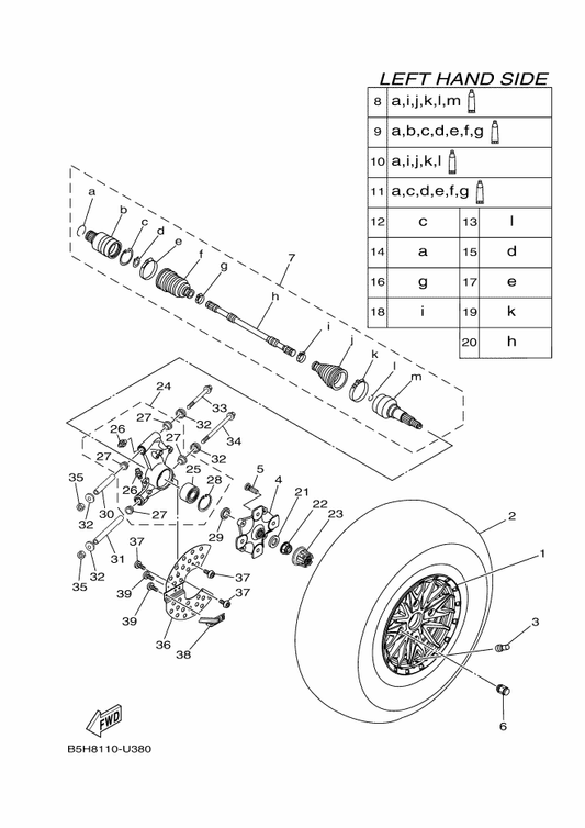 Yamaha 2HC-2531H-13 Rear Drive Shaft Assy — shown on the Rear Wheel parts diagram