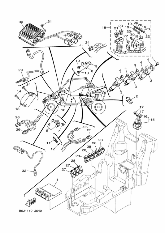 Yamaha B5J-82590-11 Wire Harness Assy — shown on the Electrical 1 parts diagram