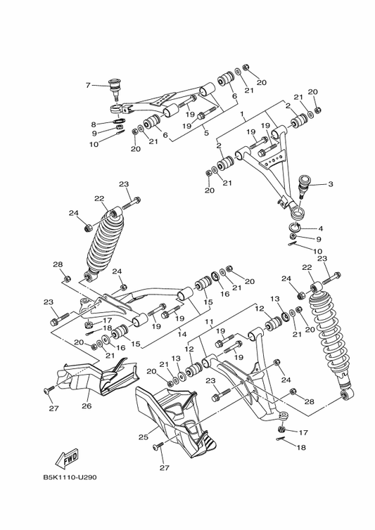 Yamaha 1HP-F3133-01 Cover, Under 2 — shown on the Front Suspension & Wheel parts diagram