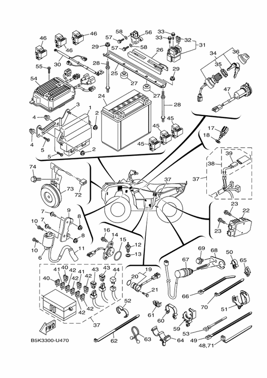 Yamaha B5K-8591A-00 Engine Control Unit Assy — shown on the Electrical 1 parts diagram