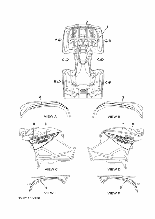 Yamaha B6K-F165G-00 Graphic, Rear (Lh) — shown on the Graphics parts diagram
