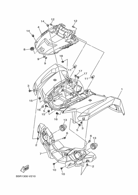Yamaha BB5-F1500-R0 Front Fender Assy — shown on the Front Fender parts diagram