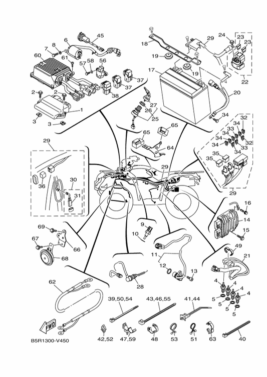 Yamaha B5R-8591A-00 Engine Control Unit Assy — shown on the Electrical 1 parts diagram