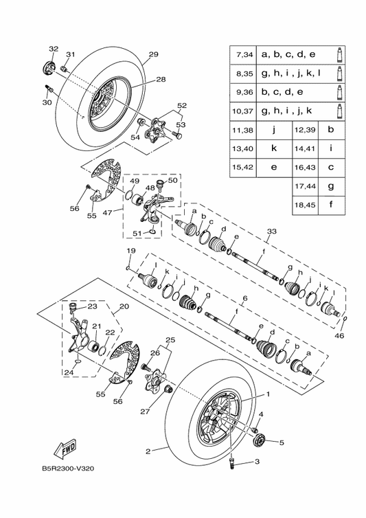 Yamaha 90179-10032 Nut — shown on the Front Wheel parts diagram