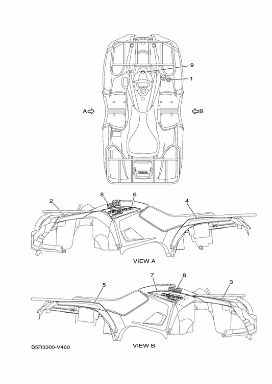 Yamaha BB5-F165E-10 Graphic, Front — shown on the Graphics parts diagram