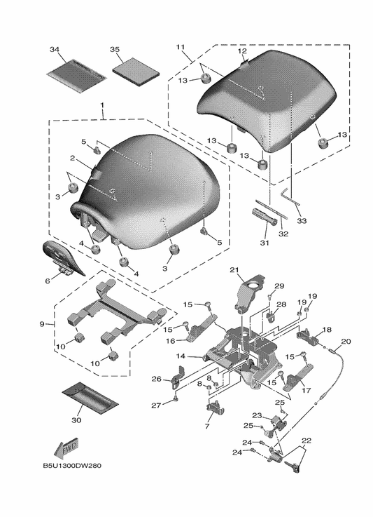Yamaha 4KG-28186-11 Pouch — shown on the Seat parts diagram