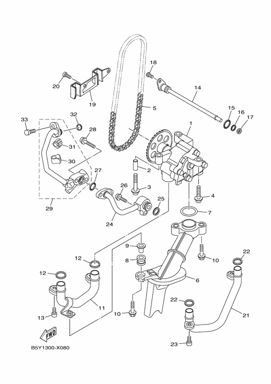 Yamaha 2CR-13898-00 Holder — shown on the Oil Pump parts diagram