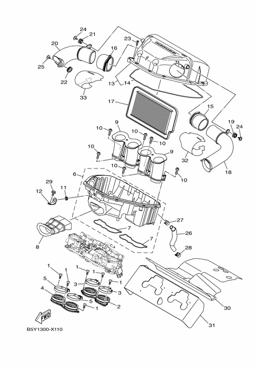 Yamaha B3L-12683-00 Protector, Heat — shown on the Intake parts diagram