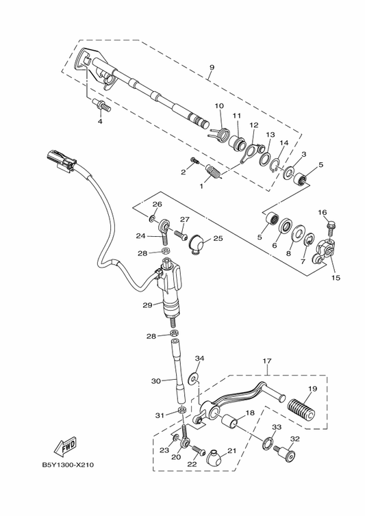 Yamaha 90201-06089 . Washer, Plate — shown on the Shift Shaft parts diagram