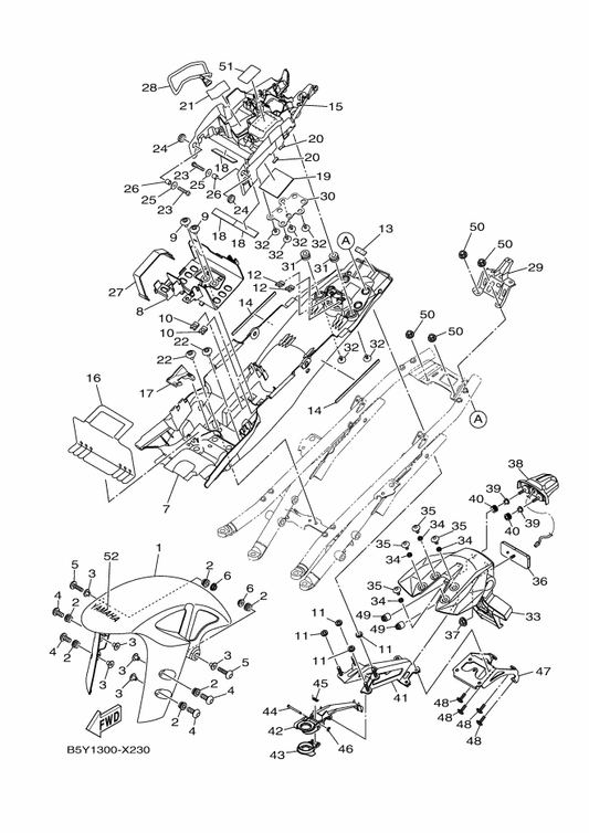 Yamaha 90480-13032 Grommet — shown on the Fender parts diagram