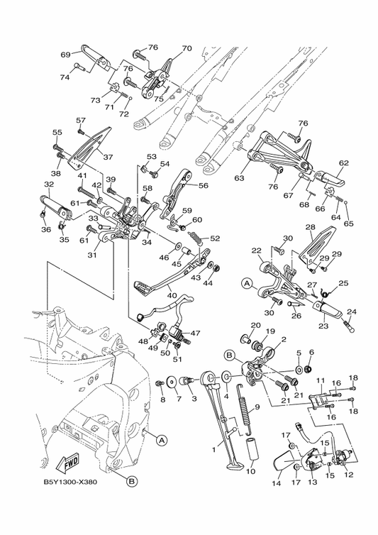 Yamaha 90480-12607 Grommet — shown on the Stand & Footrest parts diagram