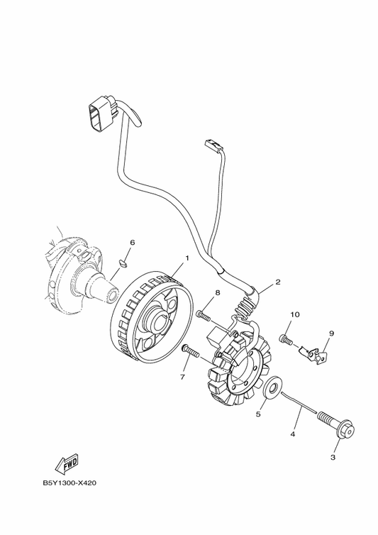Yamaha 2CR-15484-00 Clamp 2 — shown on the Generator parts diagram
