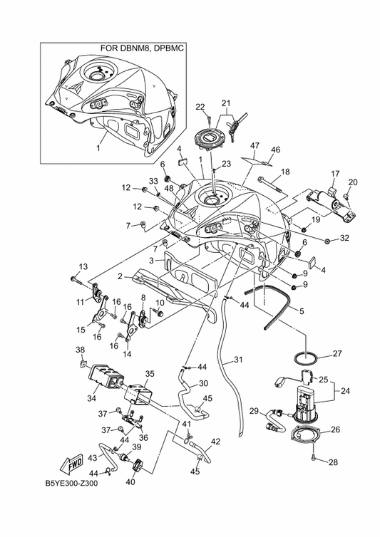 Yamaha 18A-21778-00 Damper, Locating 1 — shown on the Fuel Tank parts diagram