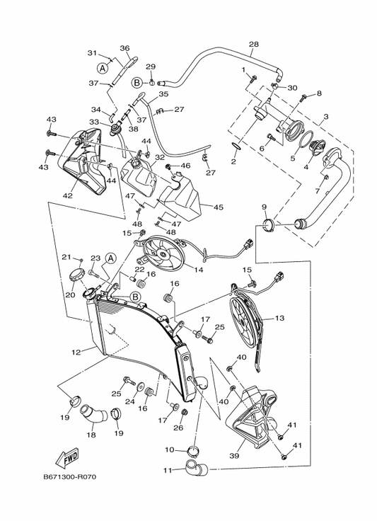 Yamaha 3D7-12462-00 . Cap, Radiator — shown on the Radiator & Hose parts diagram