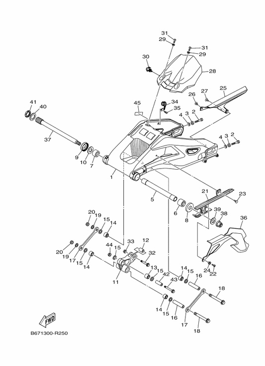 Yamaha 2CR-2217A-00 Arm, Relay — shown on the Rear Arm parts diagram